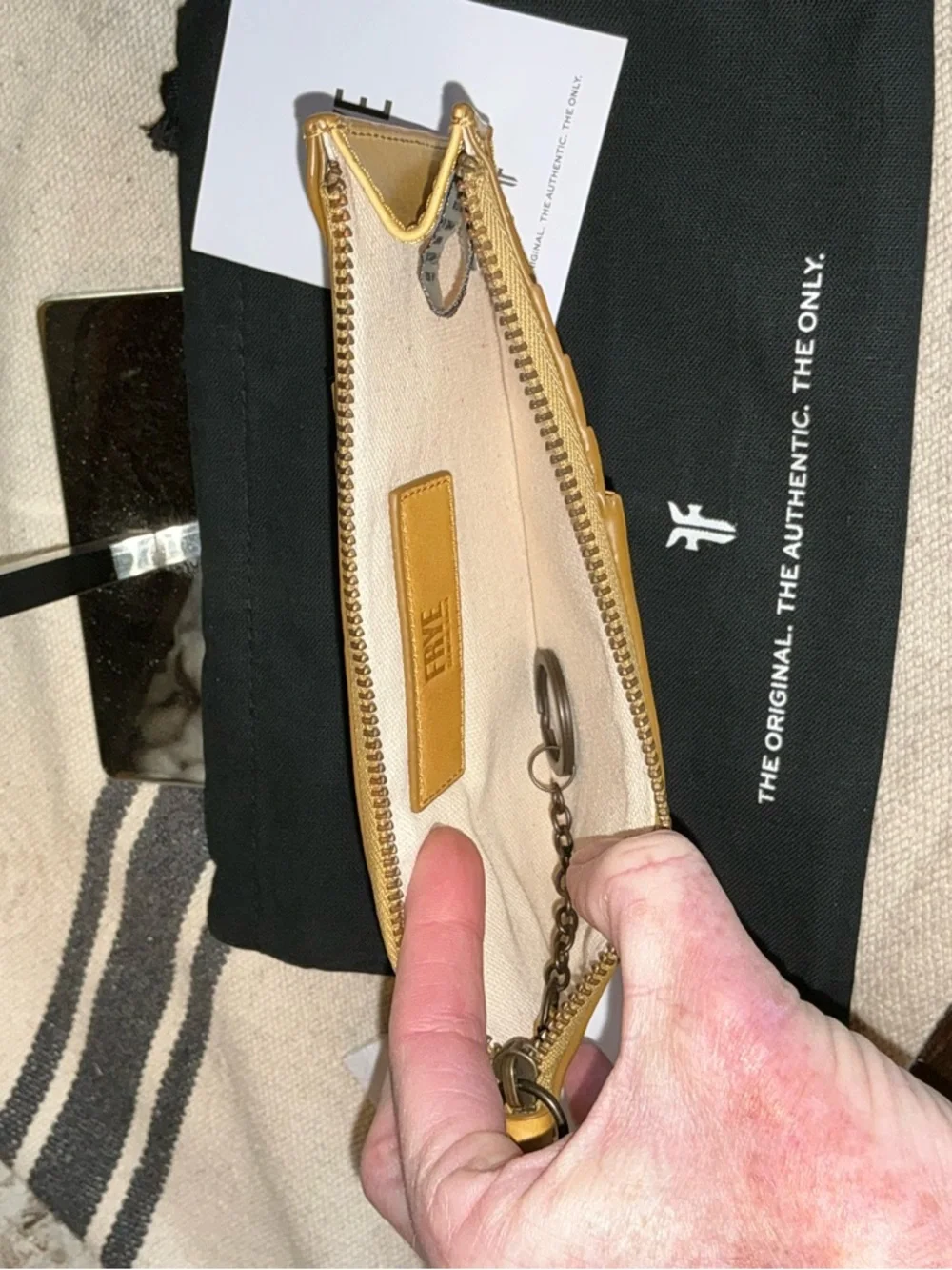 NWT Frye Melissa Leather Snap Card Wallet Yellow Mustard Retail $98